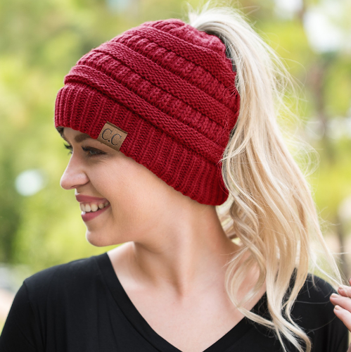 Knitted Beanie Bun Ponytail