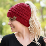Knitted Beanie Bun Ponytail