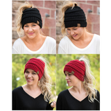 Knitted Beanie Bun Ponytail
