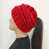 Knitted Beanie Bun Ponytail