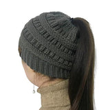 Knitted Beanie Bun Ponytail
